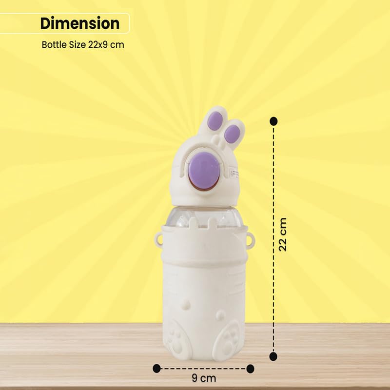 Image 5 of Aarvi Decor Studio Swiggle Rabbit 680ml BPA-Free Water Bottle with Straw & Carry Strap
