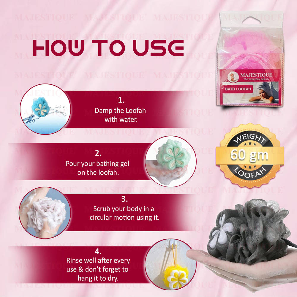Image 2 of Majestique Cleanse Flower Loofah Mesh Bath (Color May Vary)