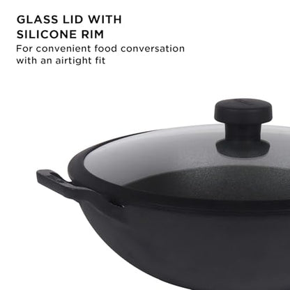 Image 7 of Meyer Pre-Seasoned Cast Iron 3 Piece Cookware Set - 20cm Frypan + 20cm Kadai with Interchangeable Lid