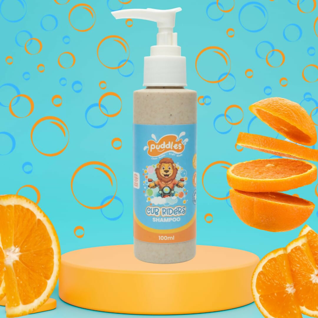 Image 1 of 100 ml for the product Puddles Organic Playful Shampoo For Kids - Cub Riders - Age 2-12 Yrs, Tear-Free, pH Balanced, Sulfate-Paraben Free