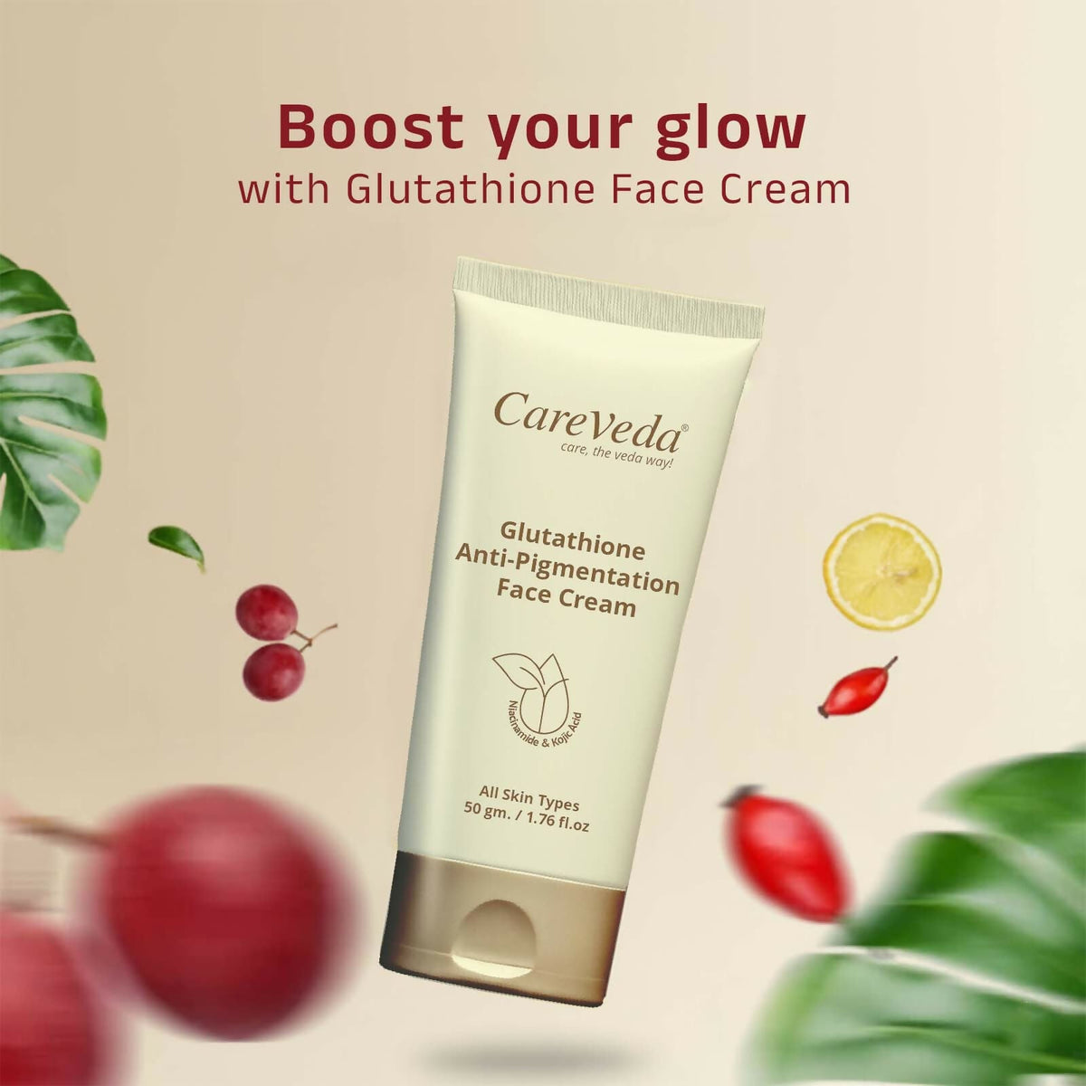 Image 4 of CareVeda Glutathione Anti-Pigmentation Face Cream Enriched with Kojic Acid & Niacinamide