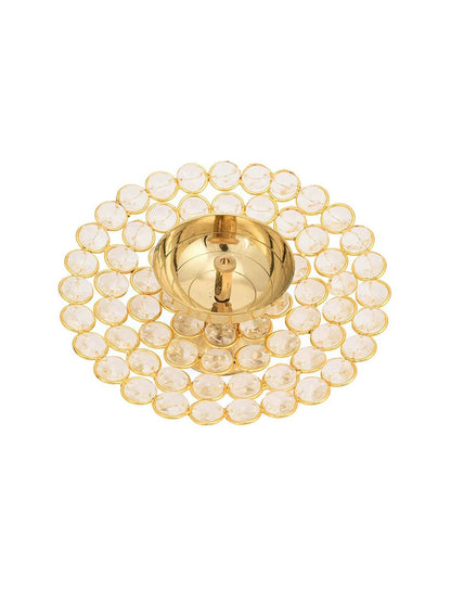 Image 3 of CraftVatika Gold-Toned Crystal Akhand Diya Oil Puja Lamp
