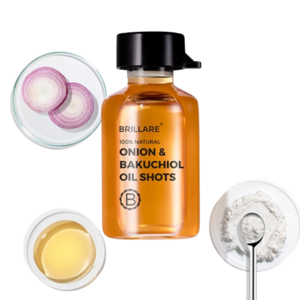 Image 1 of 6 ml x 8 shots / Pack of 1 for the product Brillare Onion & Bakuchiol Oil Shots For Hair Fall Reduction