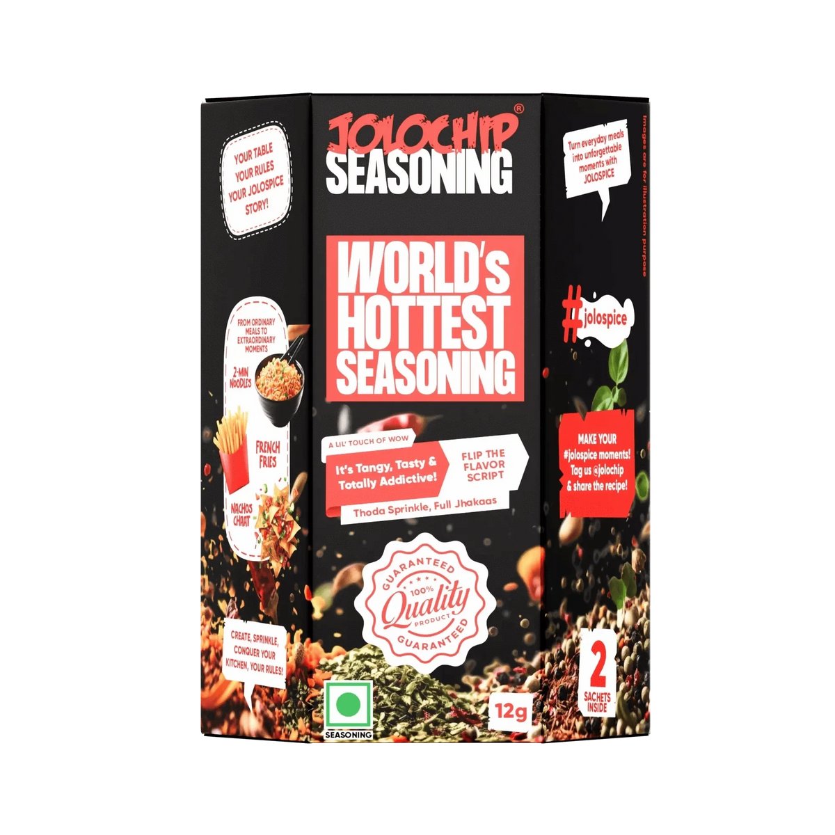 Image 1 of 12 gm for the product Jolochip Hottest Seasoning
