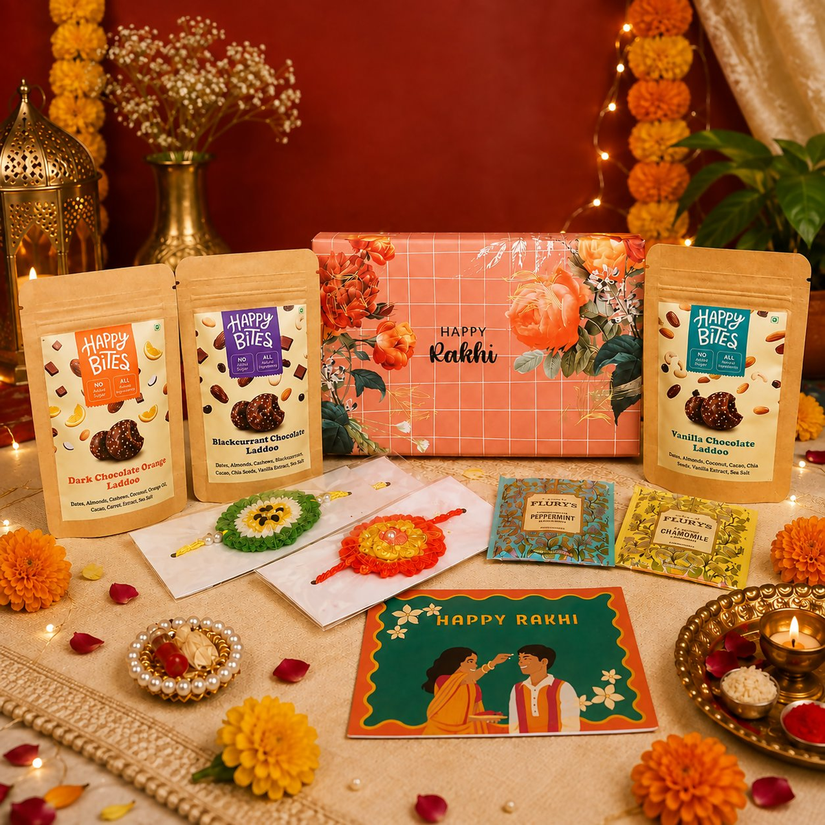 Image 1 of Gift Hamper for the product Happy Bites Rakhi Gift Hamper – Bandhan Pyaar Ka