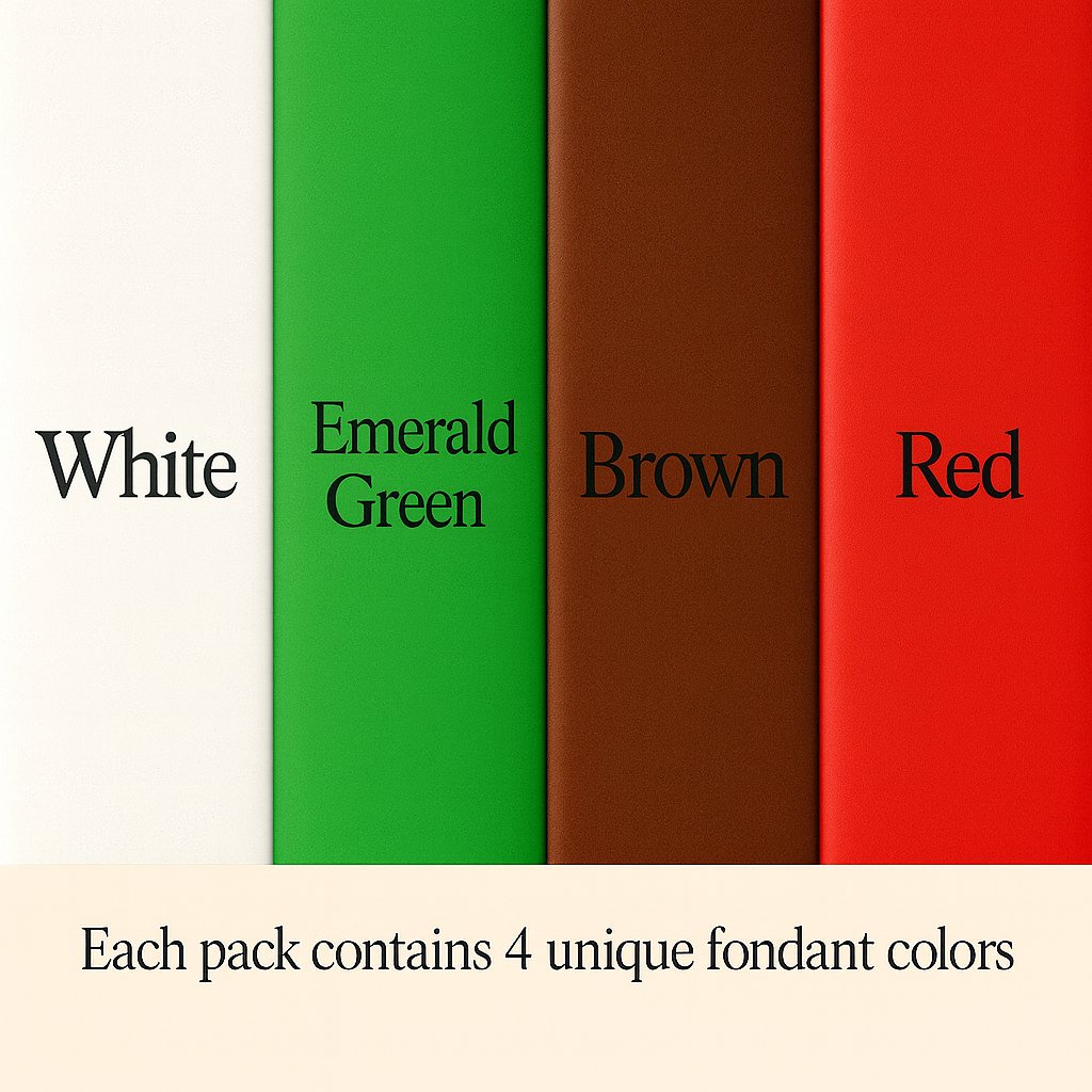 Image 2 of Confect Multipack of White, Emerald Green, Brown and Red Sugarpaste 19