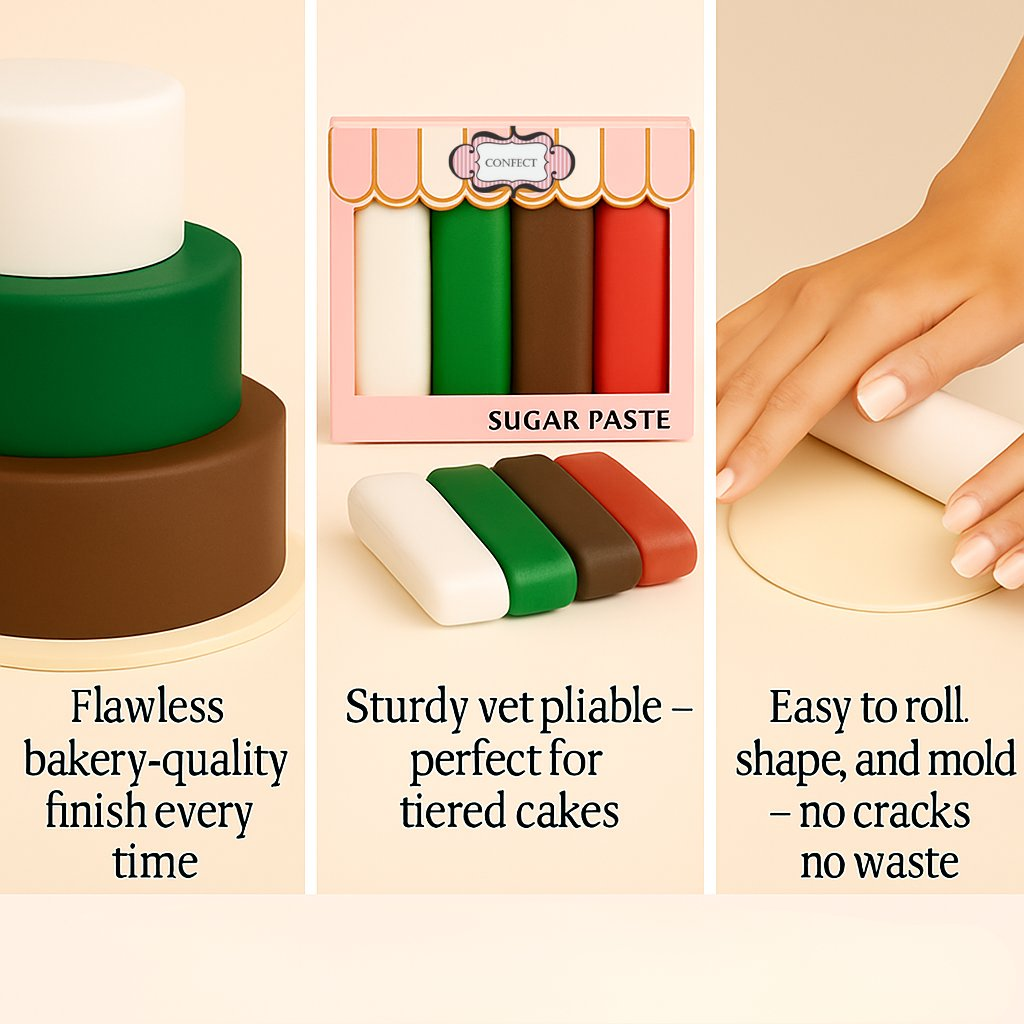 Image 4 of Confect Multipack of White, Emerald Green, Brown and Red Sugarpaste 19