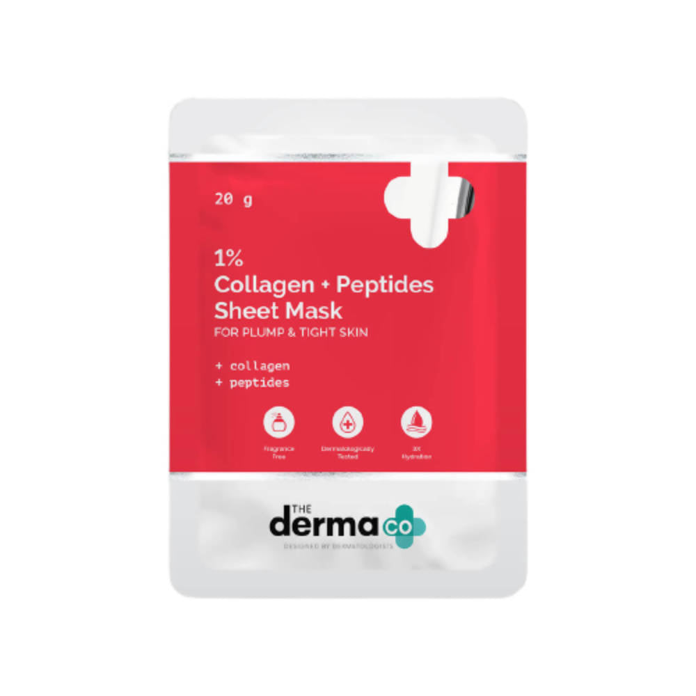 Image 1 of 20 gm for the product The Derma Co 1% Collagen + Peptides Sheet Mask