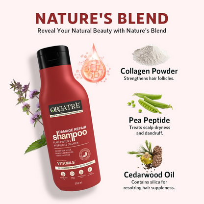 Image 2 of Orgatre Damage Repair Shampoo For Women & Men For Rough Dull & Damaged Hair With Protein & Hydrolyzed Collagen