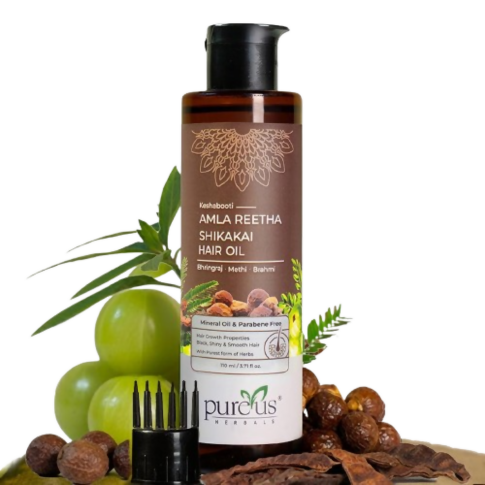 Image 1 of 110 ml / Pack of 1 for the product Pureus Herbals Keshabooti Amla Reetha Shikakai Hair Oil