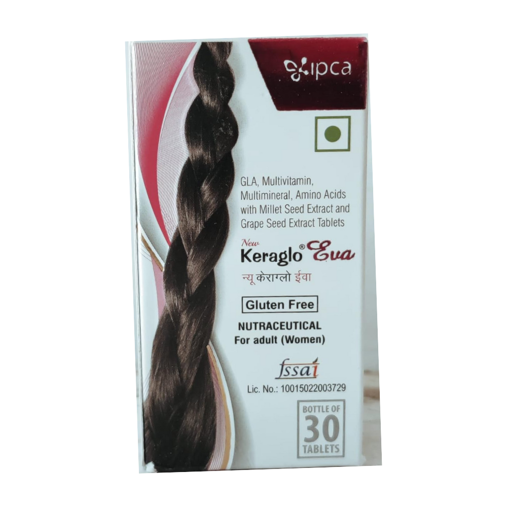 Image 1 of 10 tabs for the product Ipca Keraglo Eva Tablets For Hair Growth