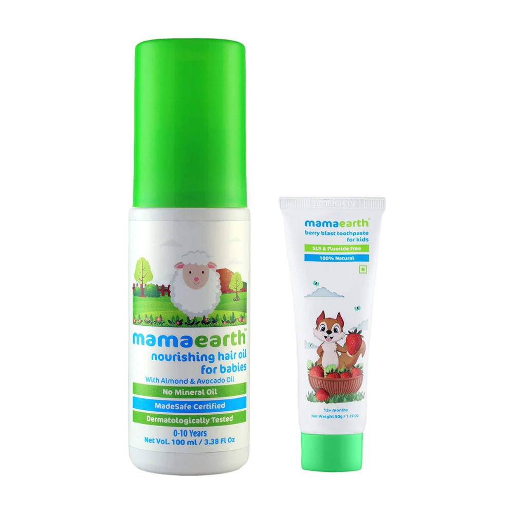 Image 1 of Combo for the product Mamaearth Toothpaste + Hair Oil For Kids Combo Pack