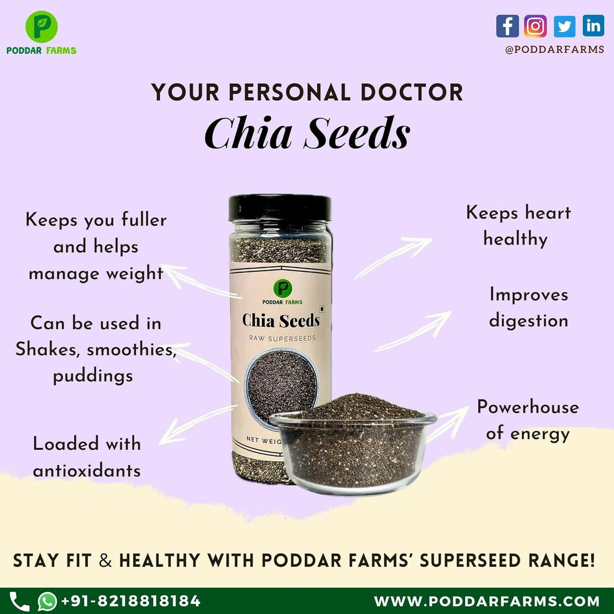 Image 5 of Poddar Farms Premium Raw Chia Seeds