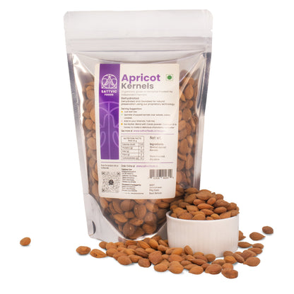 Image 9 of 250 gm for the product Sattvic Foods Sweet Apricot Kernels | Immune Boosting & Heart Healthy