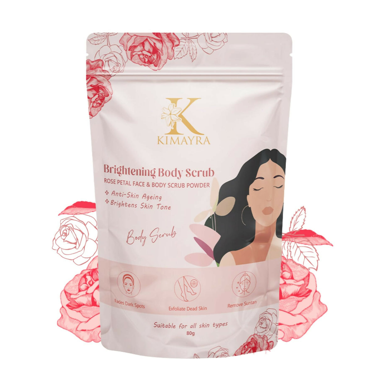 Image 1 of Kimayra Natural Rose Petal Face & Body Scrub For Brightening Skin, Help in Reduce Fine Lines, Wrinkles & Blemishes