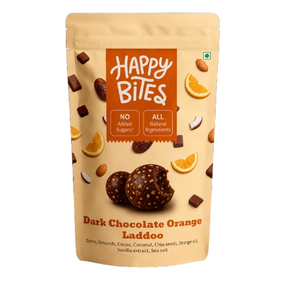 Image 1 of 150 gm / Pack of 1 for the product Happy Bites Dark Chocolate Orange Laddoo