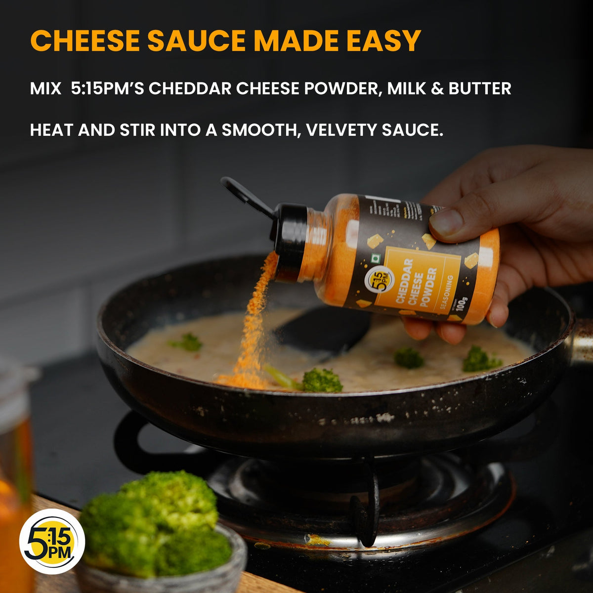 Image 4 of 5:15 PM Cheddar Cheese Powder Seasoning for Popcorn, Pasta, Pizza, Nachos, Fries
