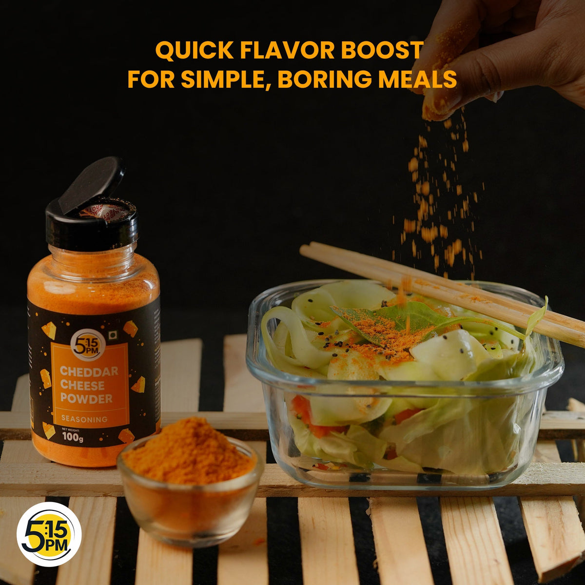 Image 6 of 5:15 PM Cheddar Cheese Powder Seasoning for Popcorn, Pasta, Pizza, Nachos, Fries