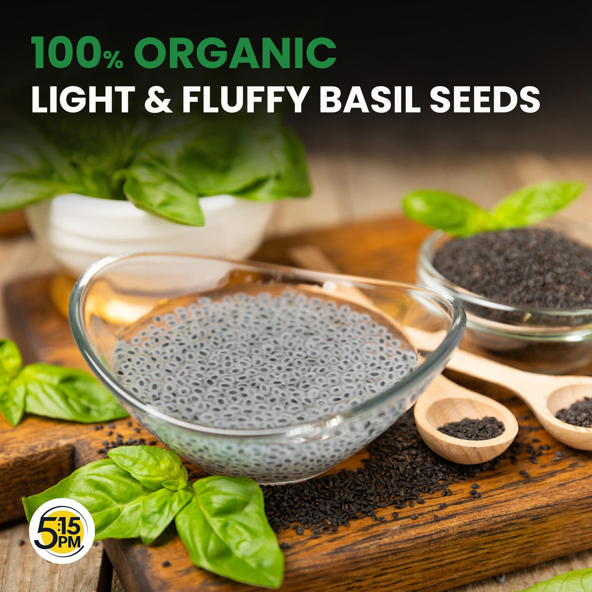 Image 2 of 5:15 PM Basil Seeds | Sabja Seeds for Eating | Falooda Seeds