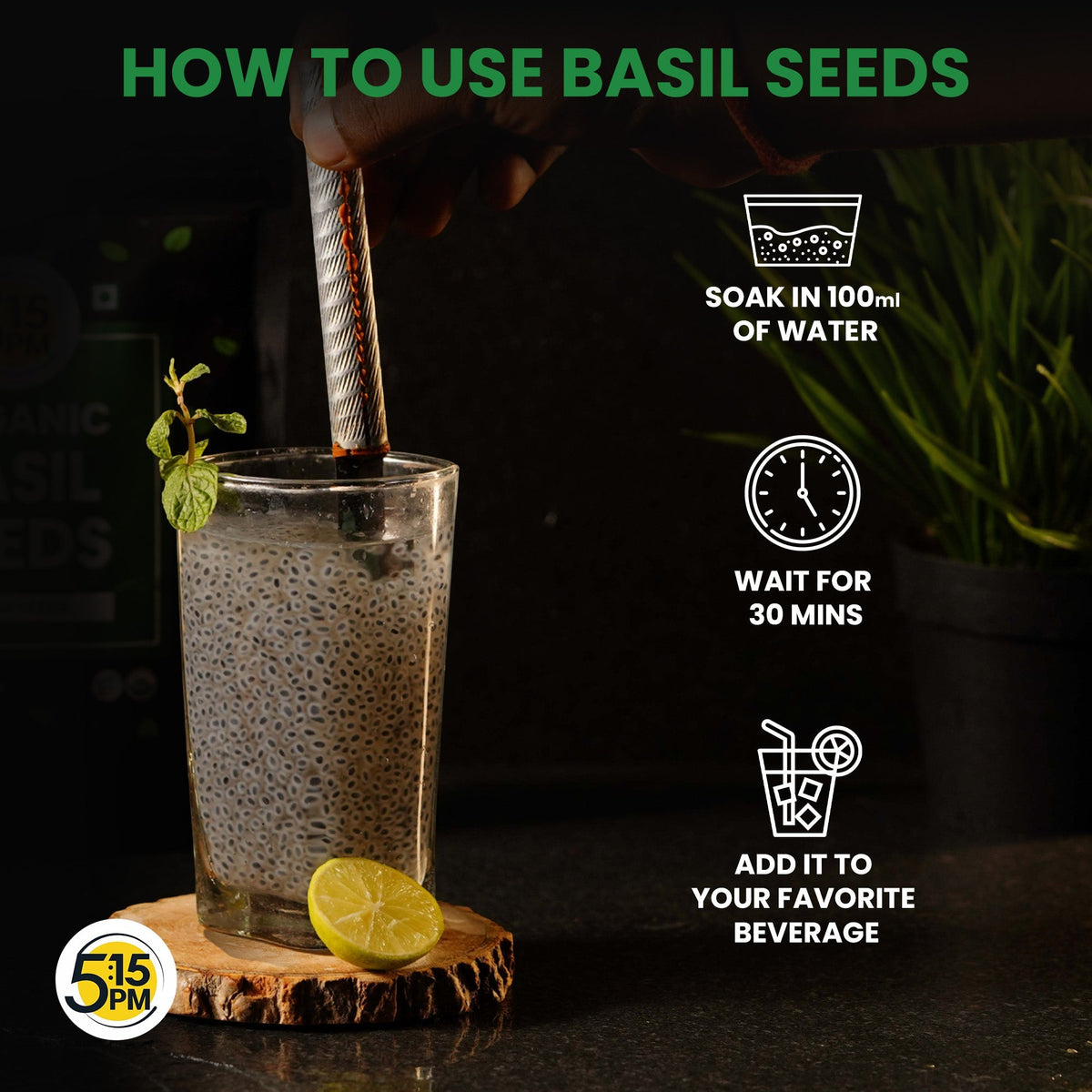 Image 5 of 5:15 PM Basil Seeds | Sabja Seeds for Eating | Falooda Seeds