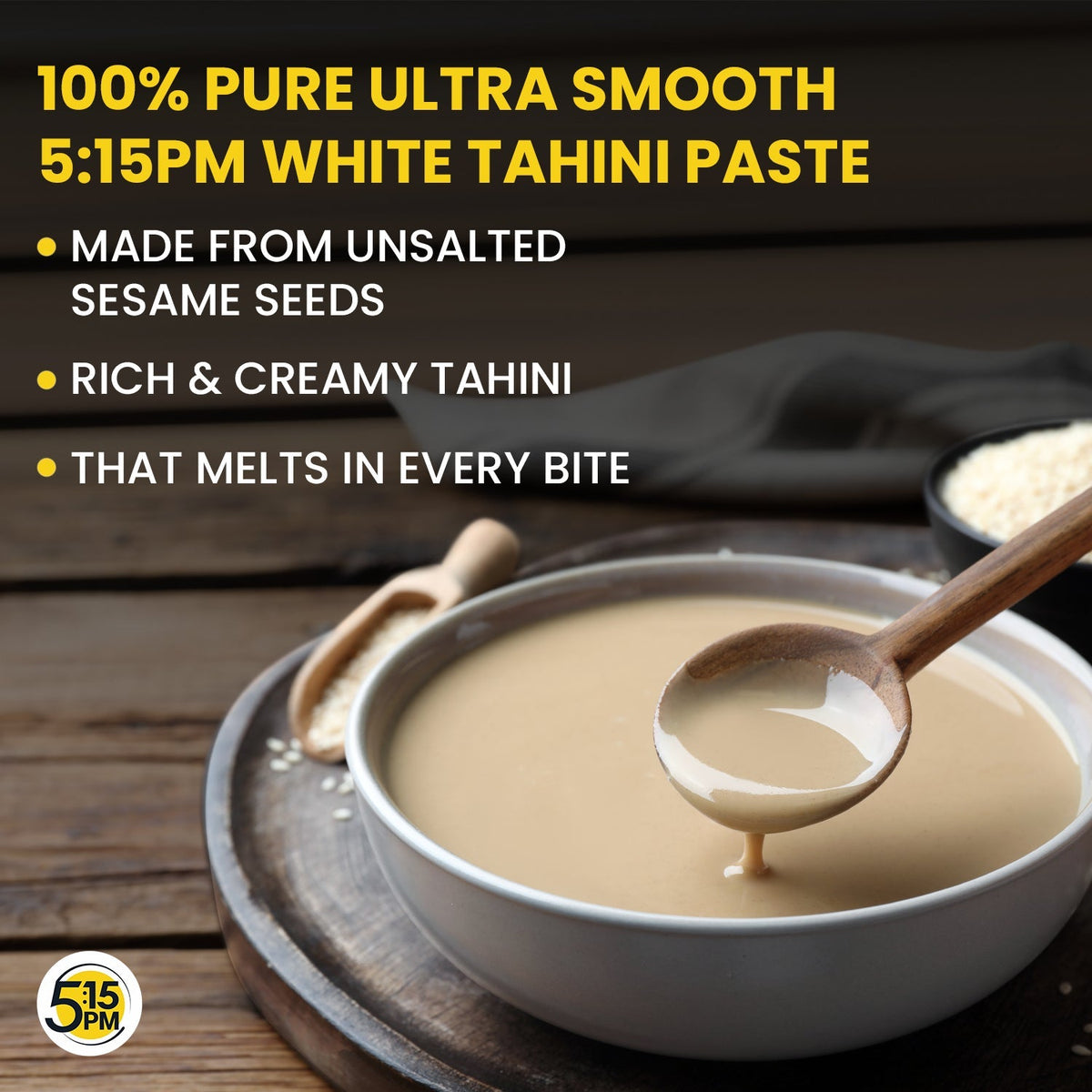 Image 2 of 5:15 PM Tahini White Tahini Paste For Hummus Ground Hulled Sesame Seed Paste