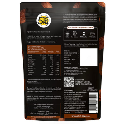 Image 10 of 5:15 PM 100% Pure Unsweetened Cocoa Powder | Cocoa Powder for Cake
