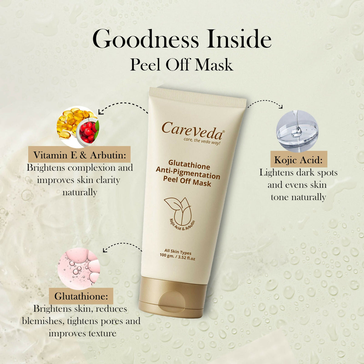 Image 7 of CareVeda Glutathione Skin Care Set of 2 | Face Wash & Peel-Off Mask for Bright, Even-Toned Skin | Anti-Pigmentation & Glow Boost | For Men & Women