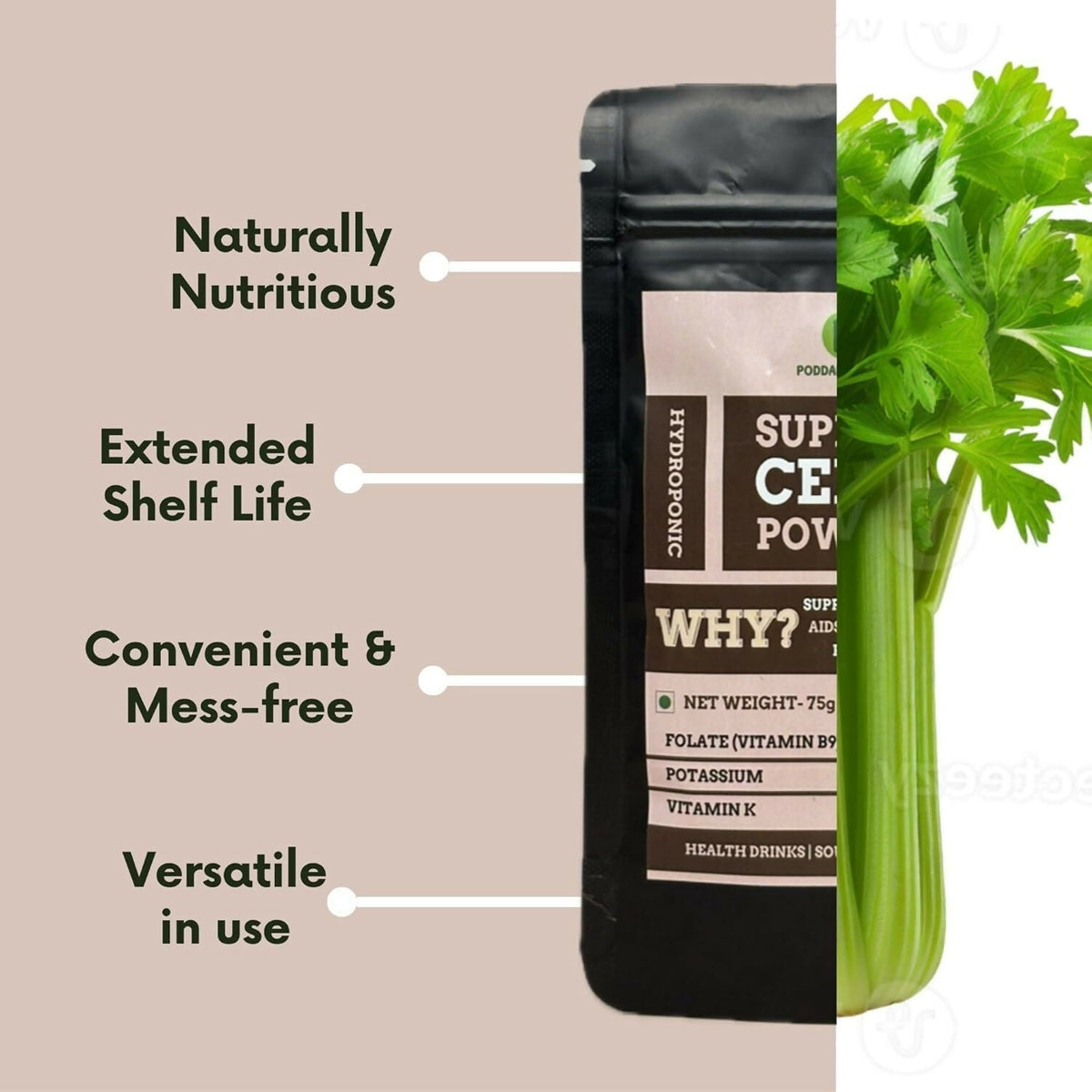 Image 4 of Poddar Farms Premium Celery Powder, Green Superfood