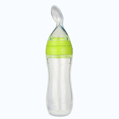 Image 1 of Default Title for the product Safe-O-Kid Easy Squeezy Silicone Food Feeder Spoon (Soft Tip) Bottle- Green- 90mL