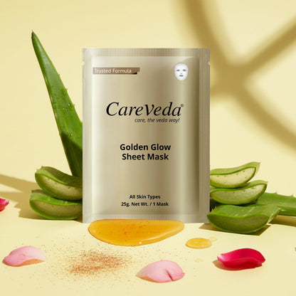 Image 4 of CareVeda Golden Glow Sheet Mask Suitable For All Skin Types