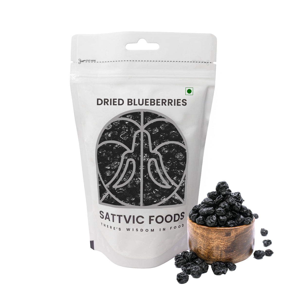 Image 9 of 250 gm for the product Sattvic Foods Dried Blueberries