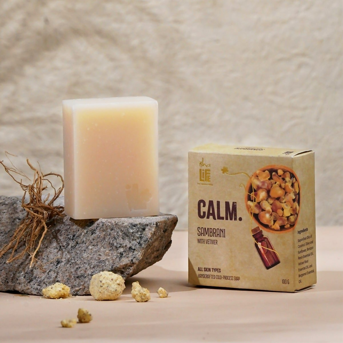 Image 1 of Isha Life Calm. Sambrani With Vetiver Handcrafted Soap
