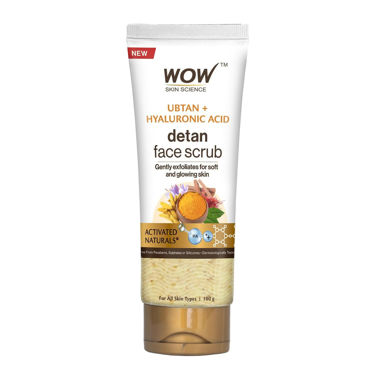 Image 1 of WOW Skin Science Ubtan + Hyaluronic Acid Detan Face Scrub For Gently Exfoliates, Removes Impurities, Hydrates Skin