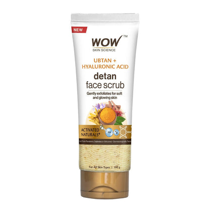 Image 1 of WOW Skin Science Ubtan + Hyaluronic Acid Detan Face Scrub For Gently Exfoliates, Removes Impurities, Hydrates Skin