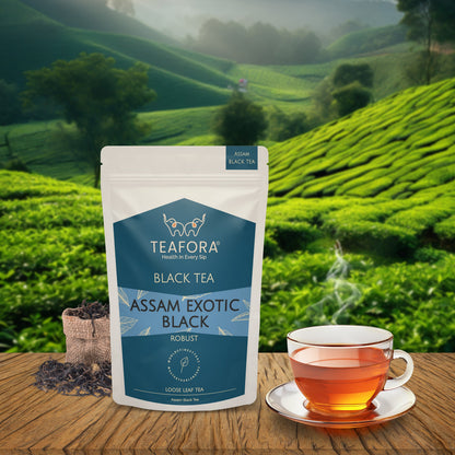 Image 2 of TEAFORA Assam Exotic Black Tea | Unblended Loose Leaf Tea | Robust & Full Bodied | Freshly Sourced Direct From Origin | Brew Hot or as Iced Tea