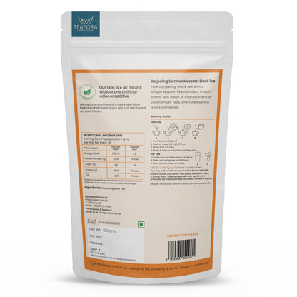 Image 3 of TEAFORA Darjeeling Summer Muscatel Black Tea | Second Flush Loose Leaves | Full Bodied, Musky Fragrance with Floral Notes | Freshly Sourced Direct From Origin