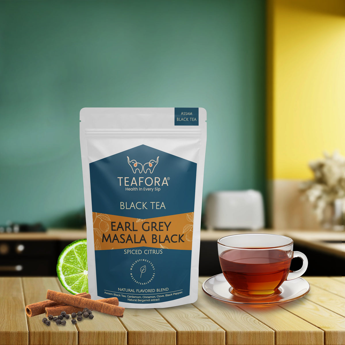 Image 2 of TEAFORA Earl Grey Masala Black Tea | Spiced Citrus | Assam Loose Leaves | Blended with Indian Aromatic Spices & Natural Bergamot Extract | 100% NATURAL