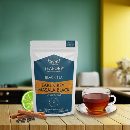 Image 2 of TEAFORA Earl Grey Masala Black Tea | Spiced Citrus | Assam Loose Leaves | Blended with Indian Aromatic Spices & Natural Bergamot Extract | 100% NATURAL