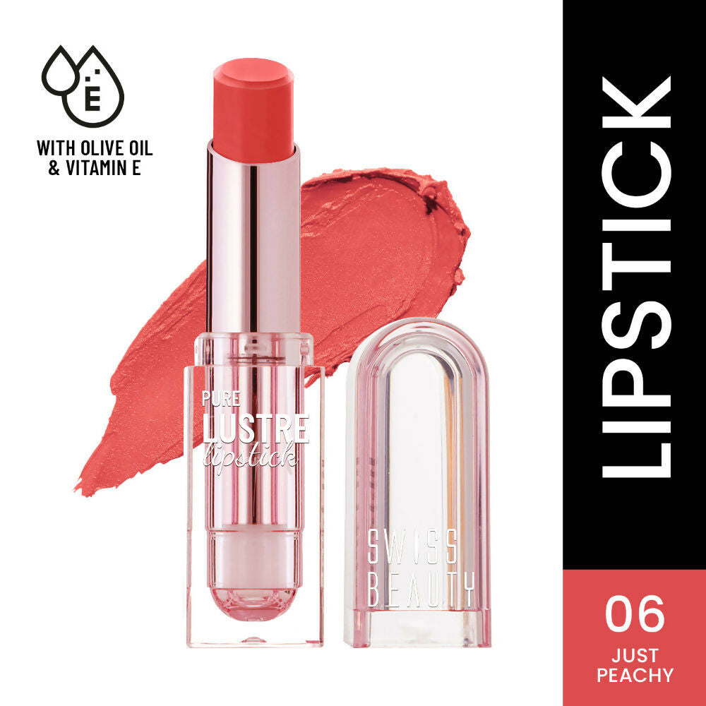 Image 8 of Swiss Beauty High Shine Finish Smooth Glide Pure Lustre Lipstick - 6 Just Peachy
