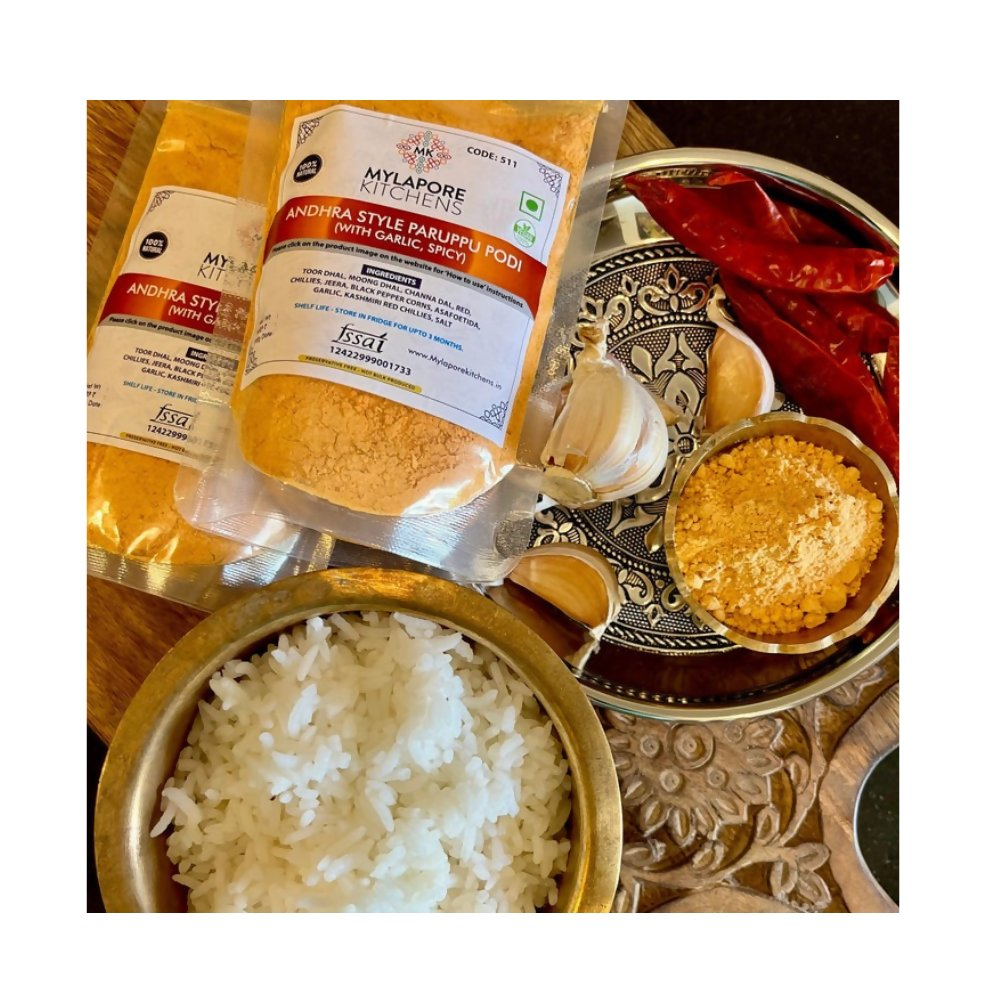 Image 1 of 150 gm for the product Mylapore Kitchens Andhra Style Paruppu Podi (with garlic ,Spicy)