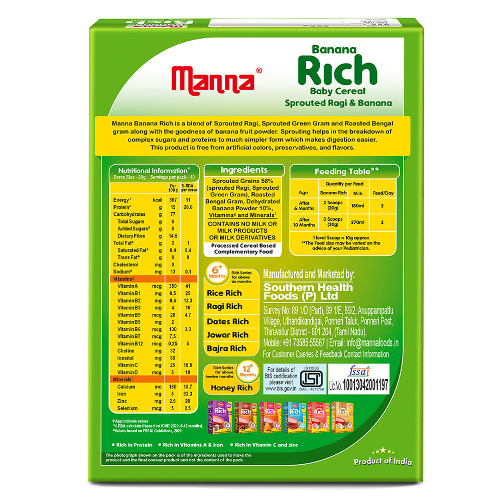 Image 8 of Manna Baby Cereal Sprouted Ragi and Banana 6 months