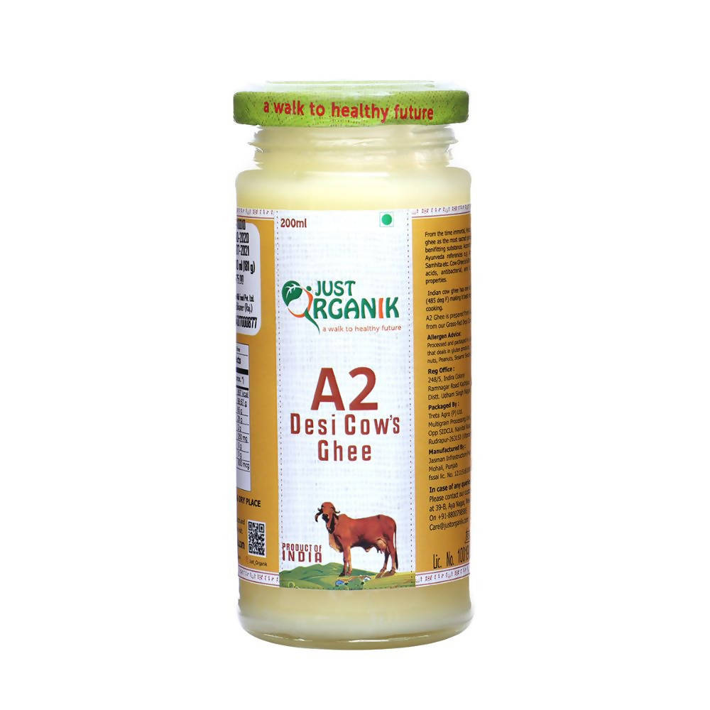 Image 1 of 200 ml / Pack of 1 for the product Just Organik A2 Desi Cow Ghee | A2 Ghee | 100% Desi Cow Ghee | Organic Grass Fed Cow's Desi Ghee