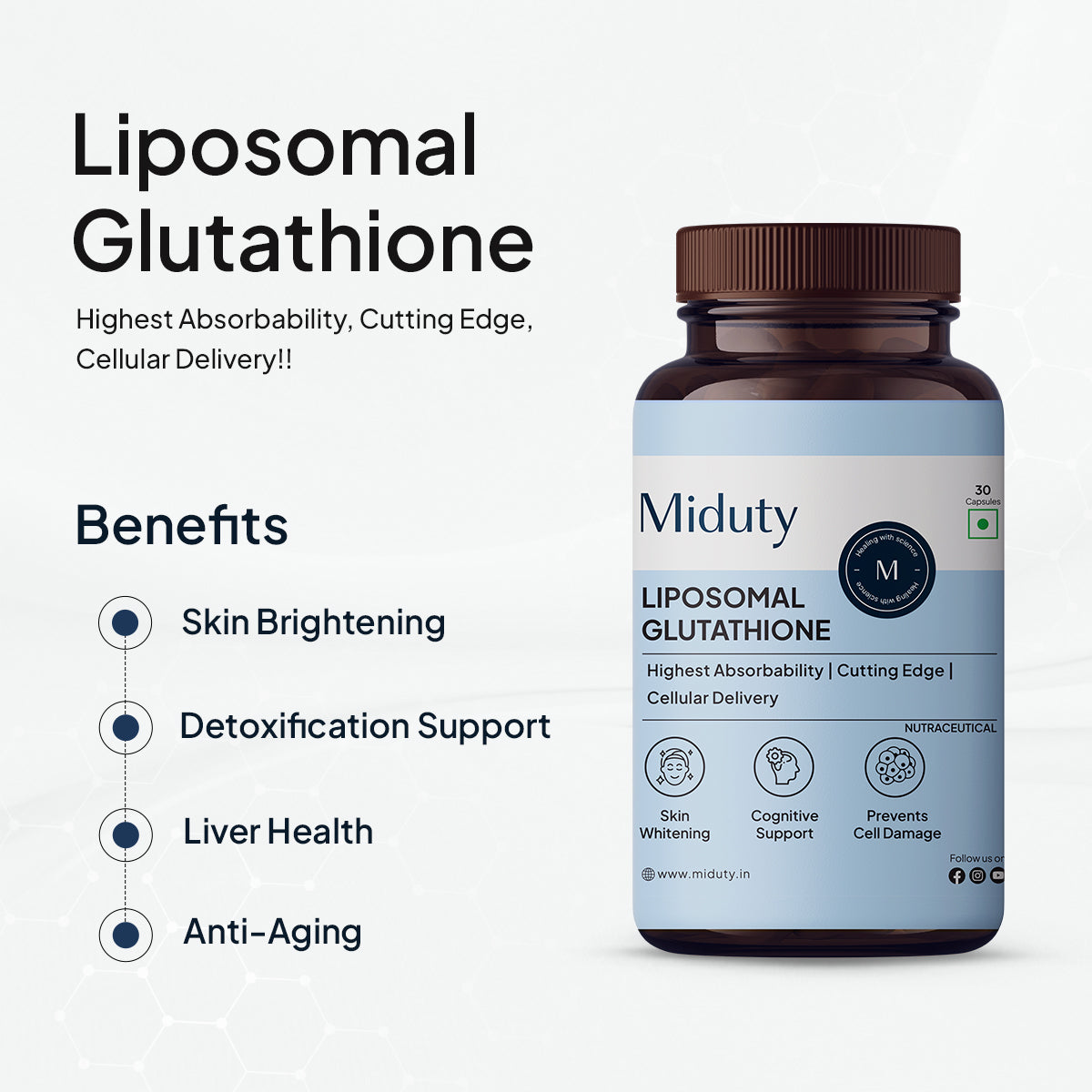 Buy Miduty by Palak Notes Liposomal Glutathione Capsules Online at Best Price - Indiangoods Buy Miduty by Palak Notes Liposomal Glutathione Capsules Online at Best Price - Indiangoods