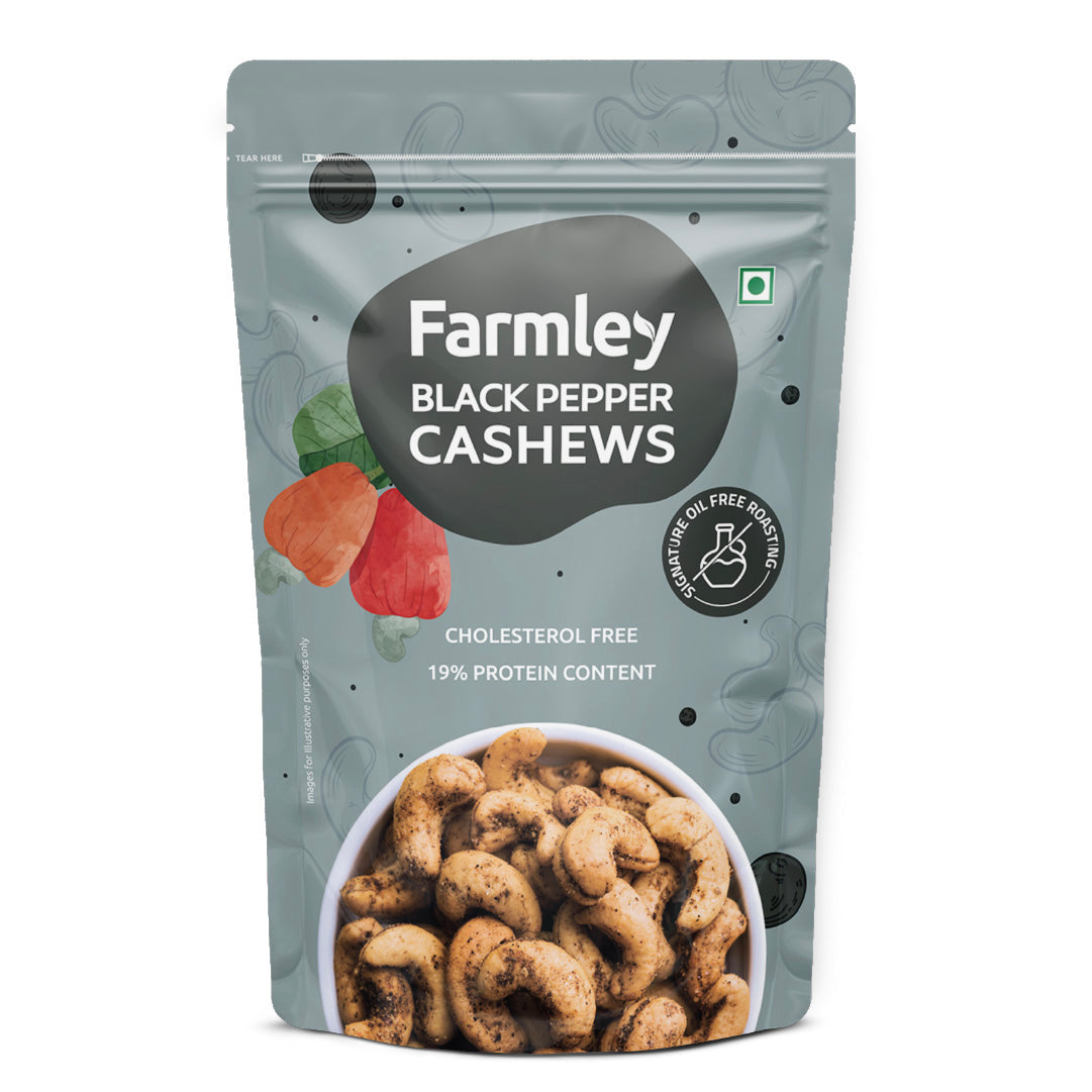 Image 1 of 160 gm for the product Farmley Black Pepper Cashews - Roasted