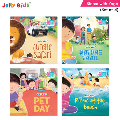 Image 2 of Jolly Kids Bloom With Yoga Books For Kids| Set of 4| Ages 3 - 7 Year| Yoga in Different Places Like Jungle, Beach, Schools, Gardens etc.