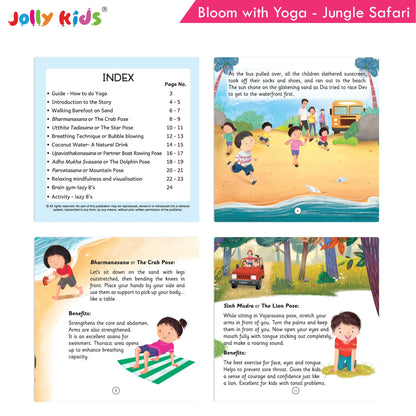 Image 4 of Jolly Kids Bloom With Yoga Books For Kids| Set of 4| Ages 3 - 7 Year| Yoga in Different Places Like Jungle, Beach, Schools, Gardens etc.