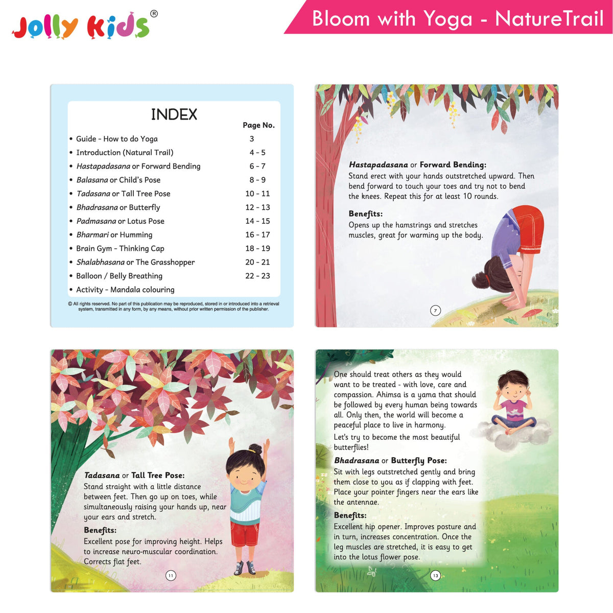 Image 5 of Jolly Kids Bloom With Yoga Books For Kids| Set of 4| Ages 3 - 7 Year| Yoga in Different Places Like Jungle, Beach, Schools, Gardens etc.
