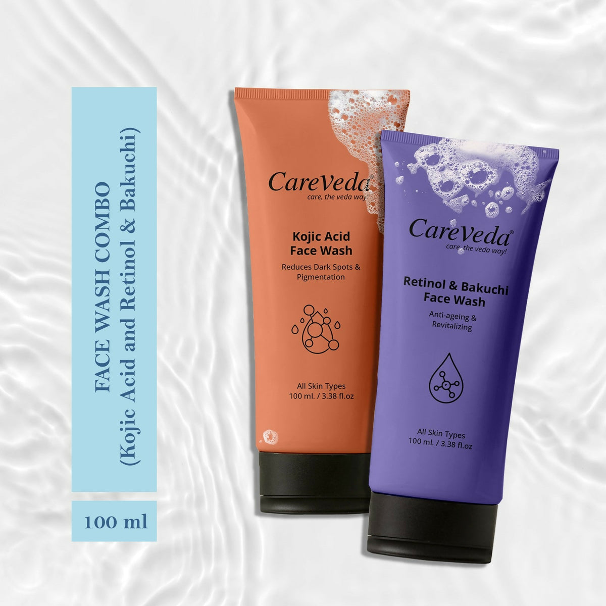 Image 3 of CareVeda Skin Radiance Combo – Kojic Acid, Retinol & Bakuchi Face Wash (Set of 2)