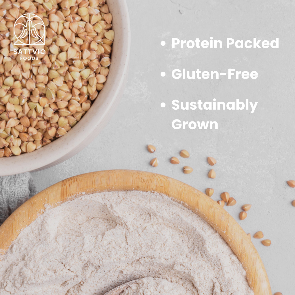 Image 2 of Sattvic Foods Buckwheat Flour | Gluten-free | Protein and Fibre Packed