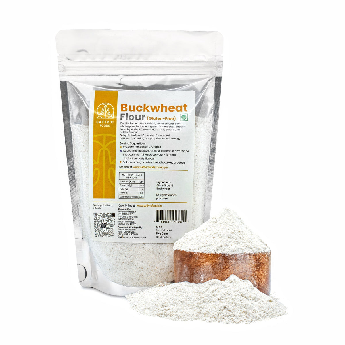 Image 10 of 750 gm for the product Sattvic Foods Buckwheat Flour | Gluten-free | Protein and Fibre Packed